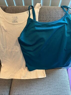 Time and Tru Teal Tank and White Camisole Pair